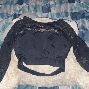 See through long sleeve crop top , shows the back